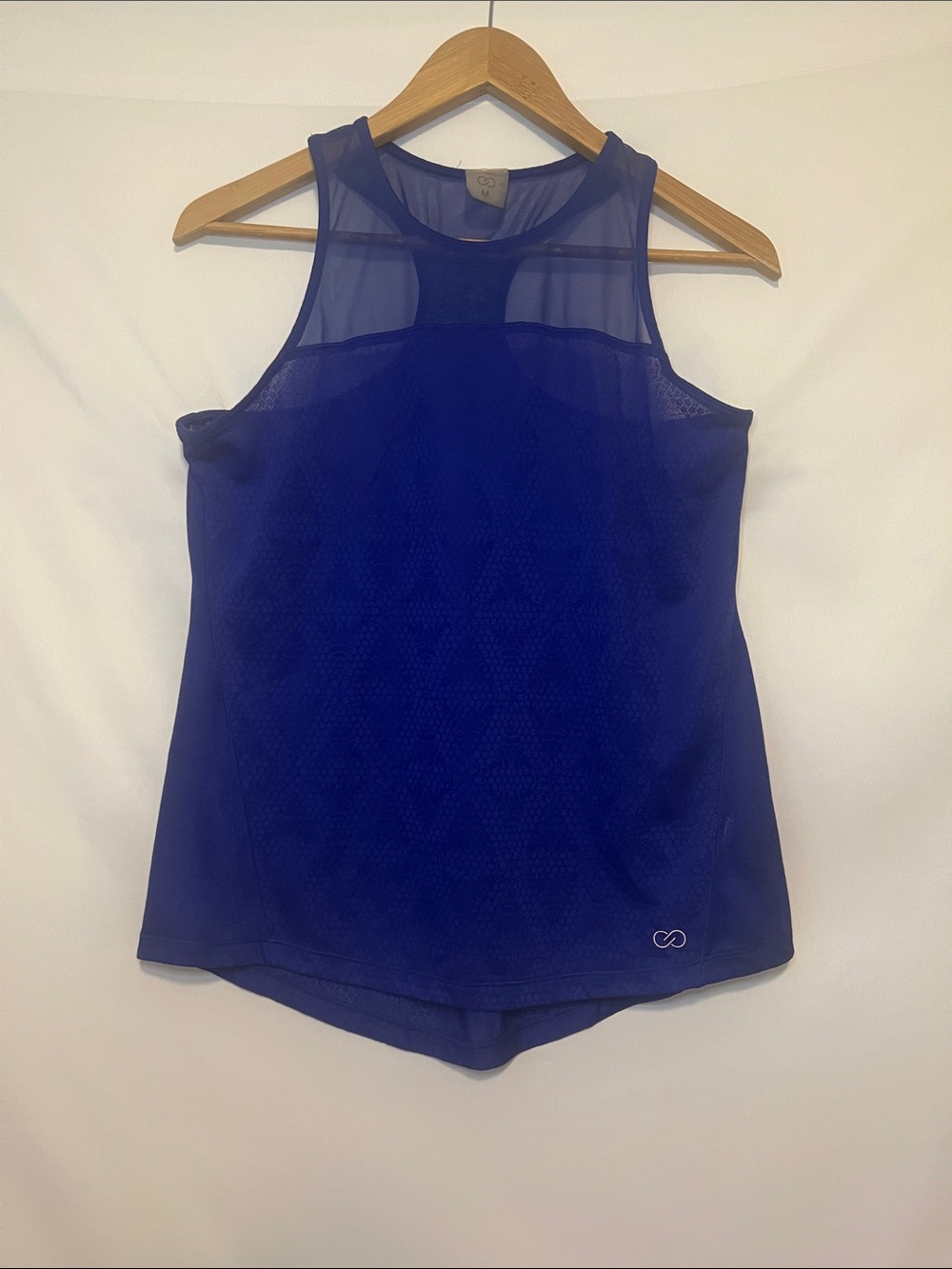 CALIA Royal Blue Mesh High Neck Workout Tank Top M Cobalt Activewear Geometric